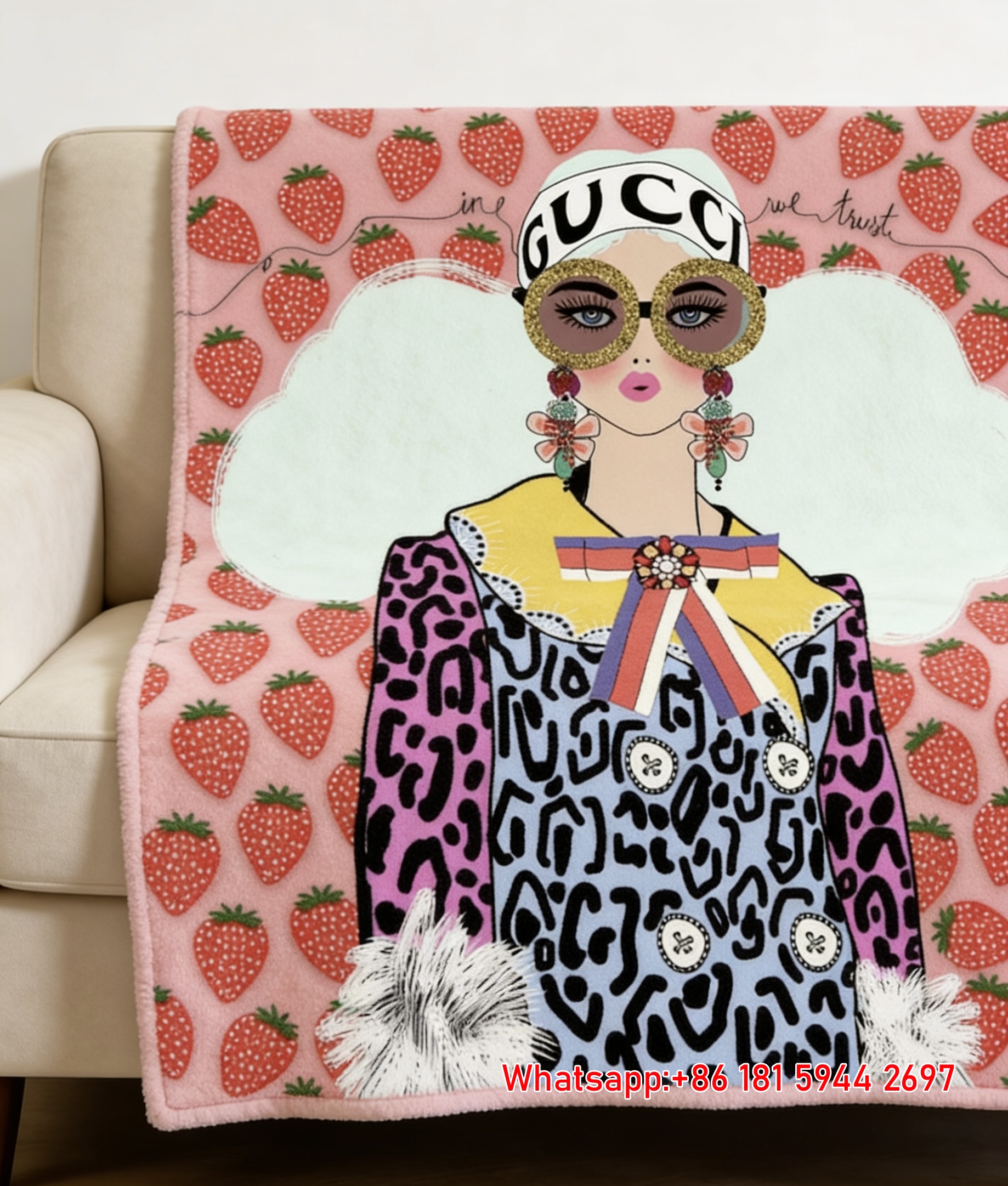 Gucci Strawberry Dream Throw Blankets IMG_2947